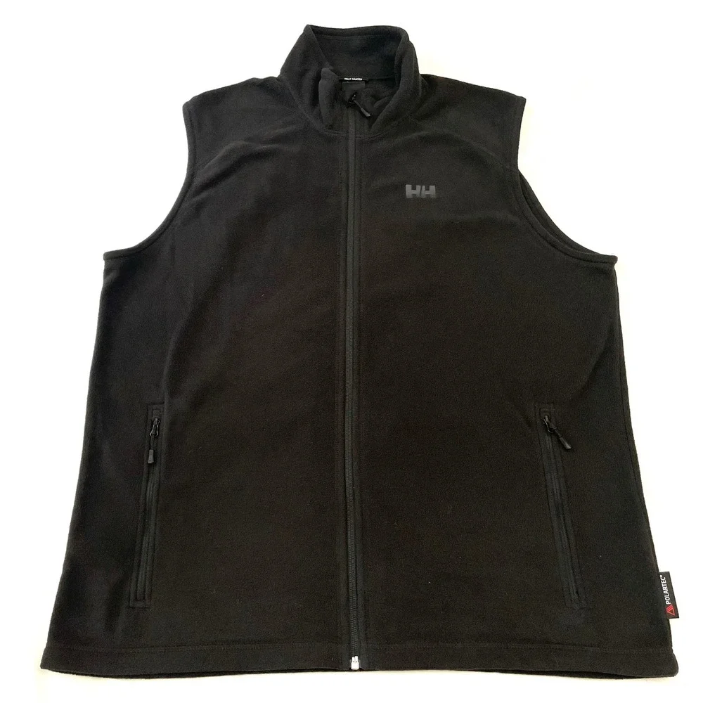 Helly‎ Hansen Fleece Vest Mens 2XL Black Polartec Full Zip Outdoors Hiking
